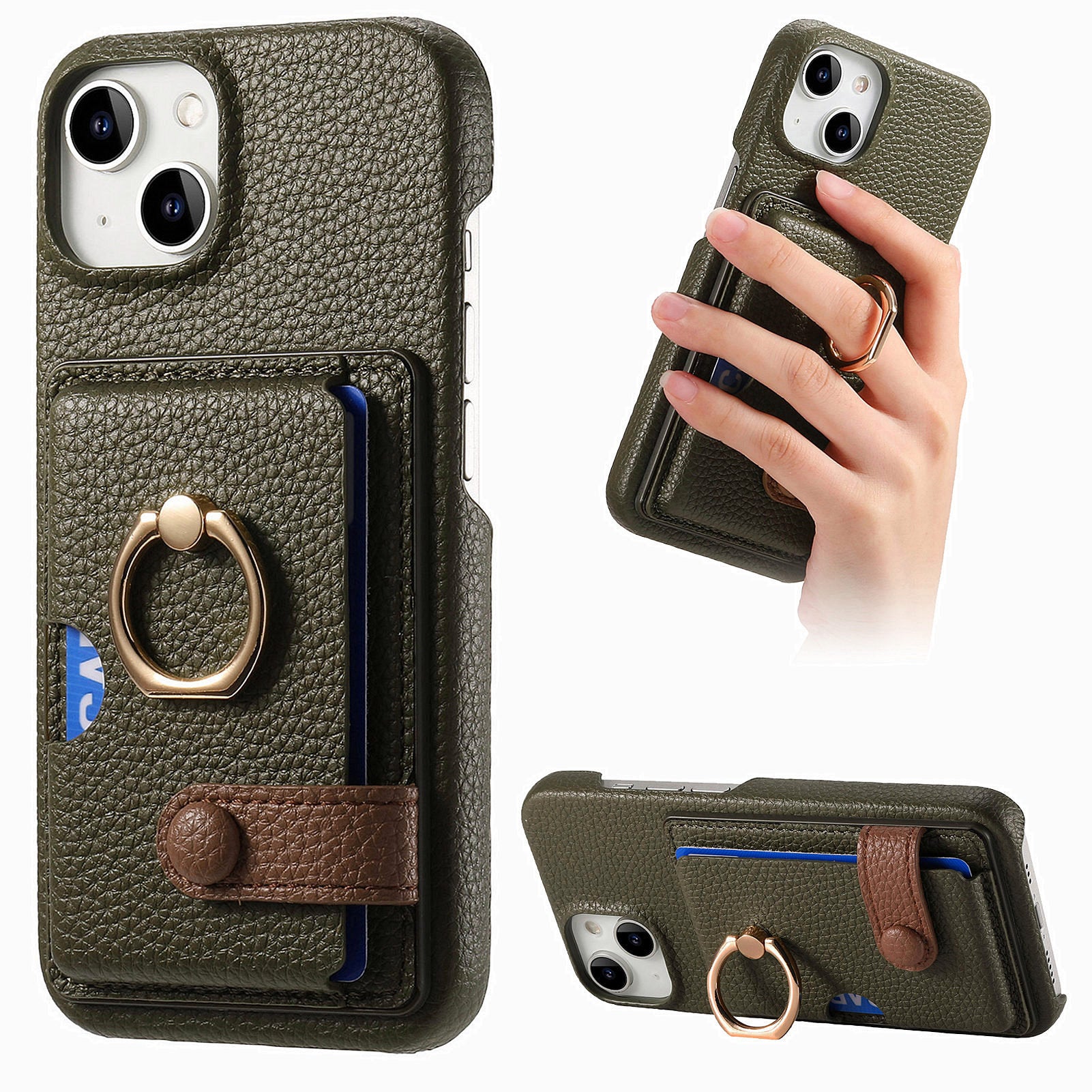 Y2 For iPhone 14 Case Kickstand Card Slot PU+PC+TPU Anti-Drop Phone Shell Y2 For iPhone 14 Case Kickstand Card Slot PU+PC+TPU Anti-Drop Phone Shell